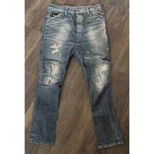 g-star raw mens 3301 slim denim jeans 28x32 Arc Distressed